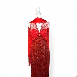 Tarik Ediz Scarlet Sequin Dress